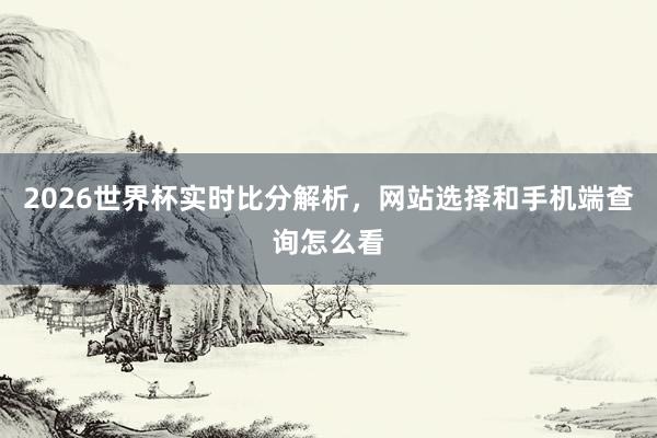 2026世界杯实时比分解析，网站选择和手机端查询怎么看